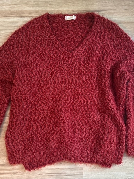 Altar'd State Sweaters - Altar'd State Brick Red V-Neck Textured Knit Sweater
